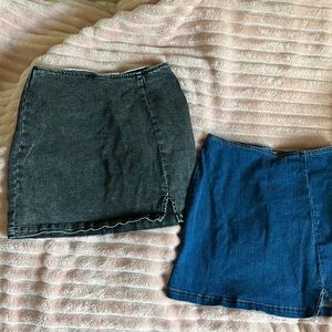 2 denim mini skirts!